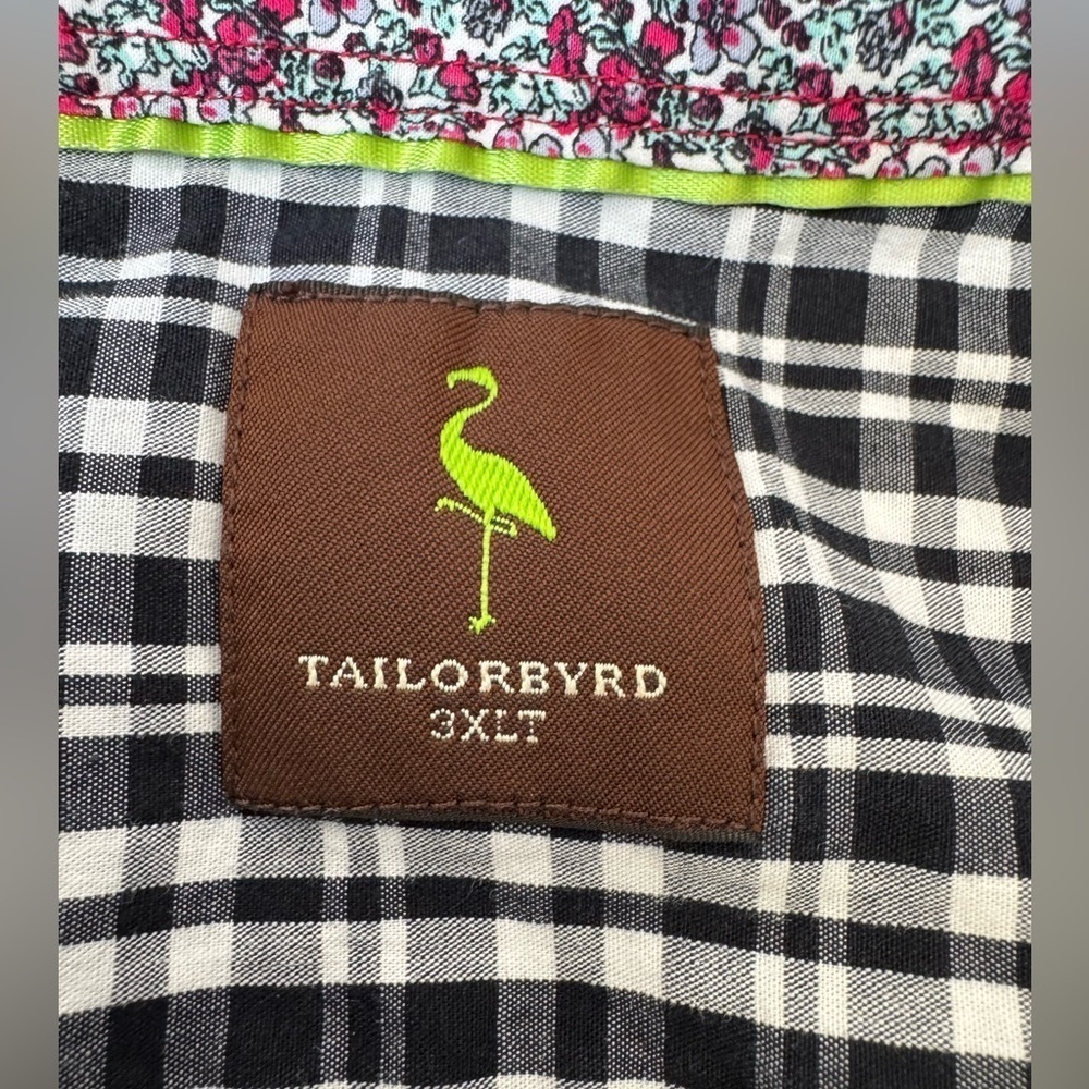 Tailorbyrd Long Sleeves Button Up Shirt Black & White Plaid Cotton Size 3XLT - Picture 7 of 8